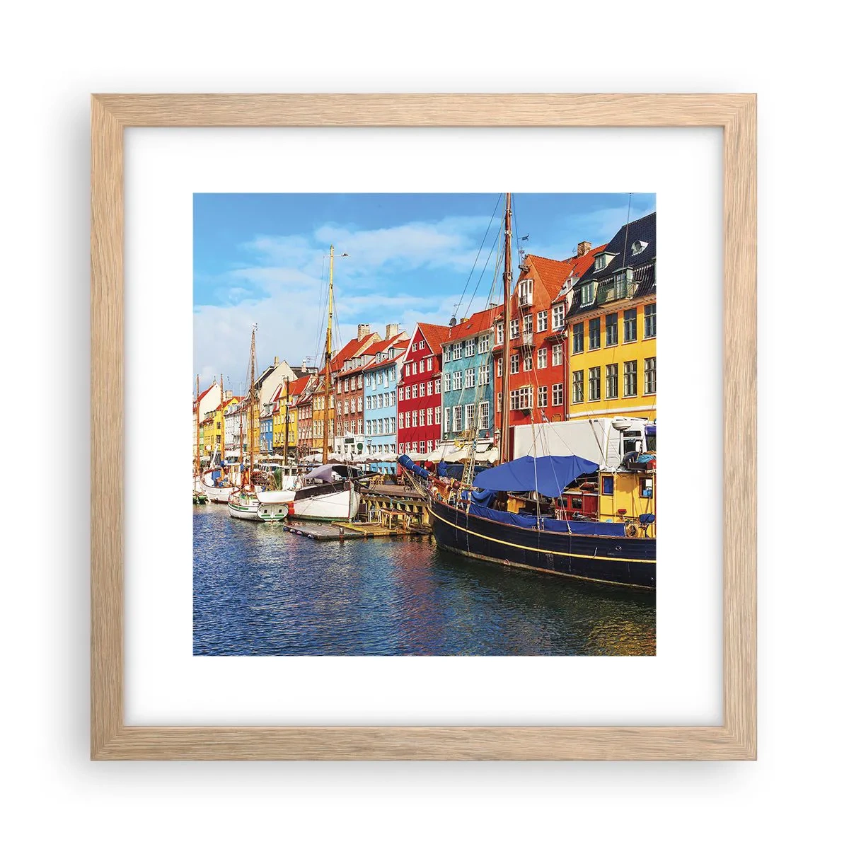 Poster in einem Rahmen aus heller Eiche - Fröhlicher Kai - 30x30 cm