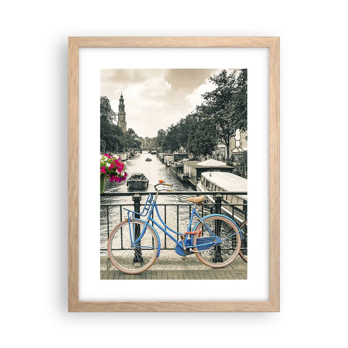 Poster in einem Rahmen aus heller Eiche - Die Farben der Amsterdamer Straße - 30x40 cm