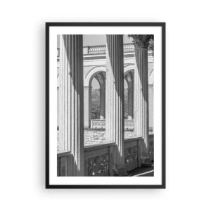 Poster in einem schwarzem Rahmen - Säulen in der Architektur mit subtilen Schatten - 50x70cm - Sonnige Arkade - Moderne Wanddekoration für Wohnzimmer und Schlafzimmer ARTTOR