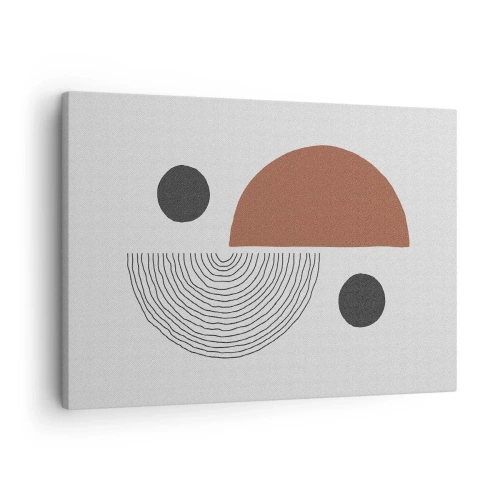 Bild auf Leinwand - Leinwandbild - Geometrische Formen in Braun- und Schwarztönen - 70x50cm - Perfektion des Rades - Moderne Wanddekoration für Wohnzimmer und Schlafzimmer ARTTOR