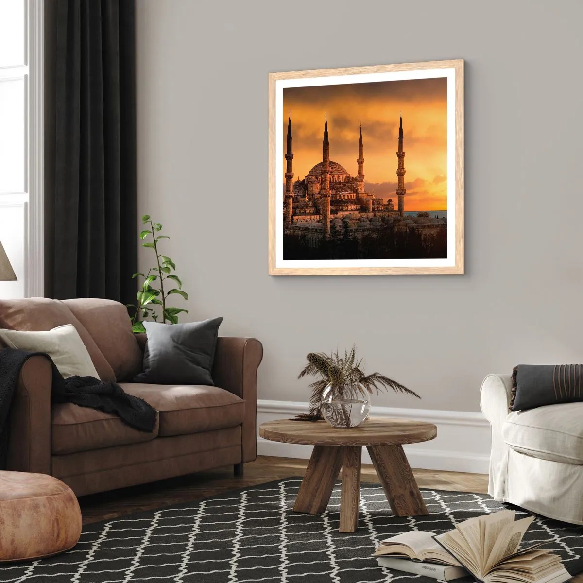 Poster in einem Rahmen aus heller Eiche - Gott ist großartig - 30x30 cm
