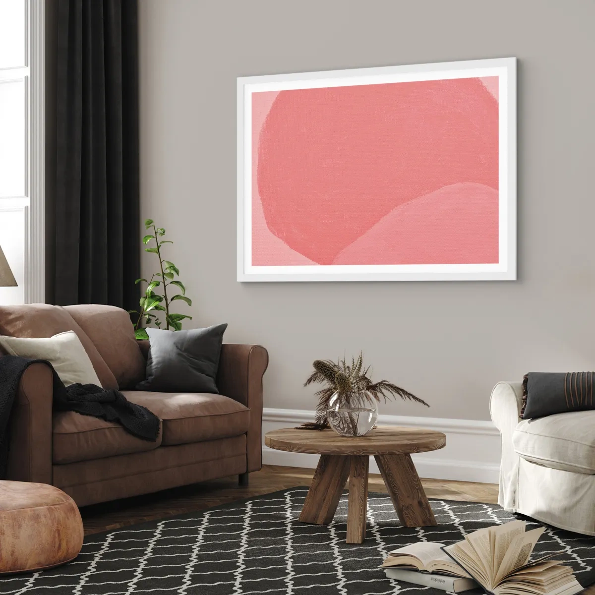 Poster in einem weißen Rahmen - Organische Komposition in Rosa - 40x30 cm