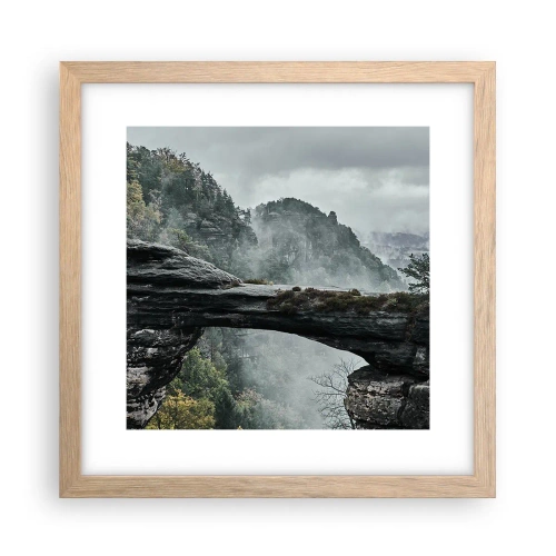 Poster in einem Rahmen aus heller Eiche - Abenteuer beginnt gleich - 30x30 cm