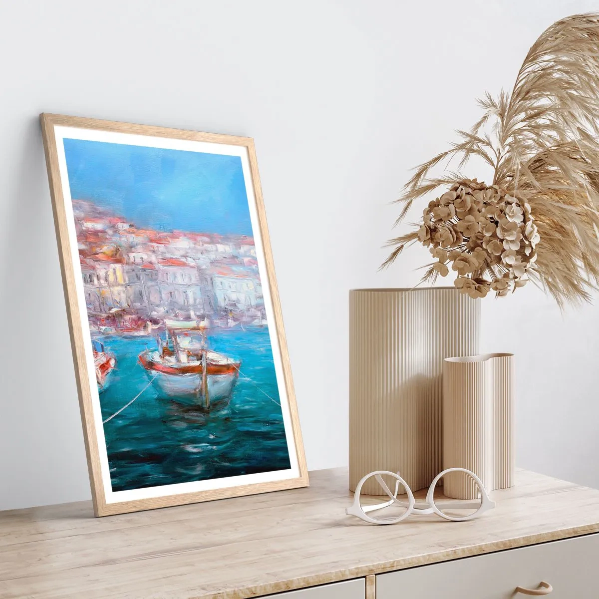 Poster in einem Rahmen aus heller Eiche - Italienische Bucht - 30x40 cm
