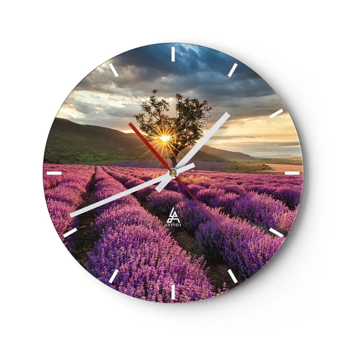 Wanduhr - Glasuhr - Fliederfarbenes Aroma - 40x40 cm