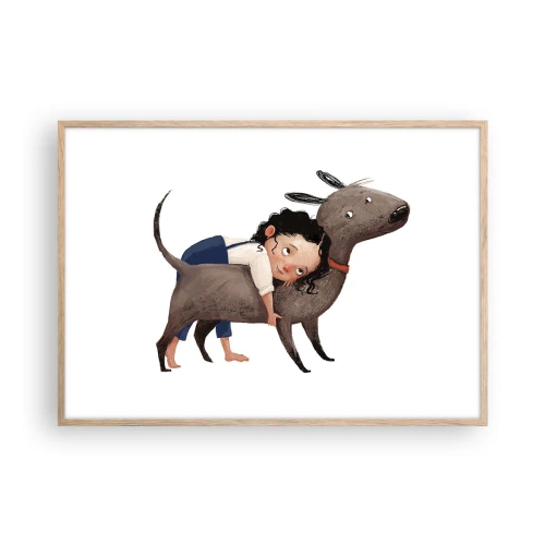Poster in einem Rahmen aus heller Eiche - Beste Freunde - 100x70 cm