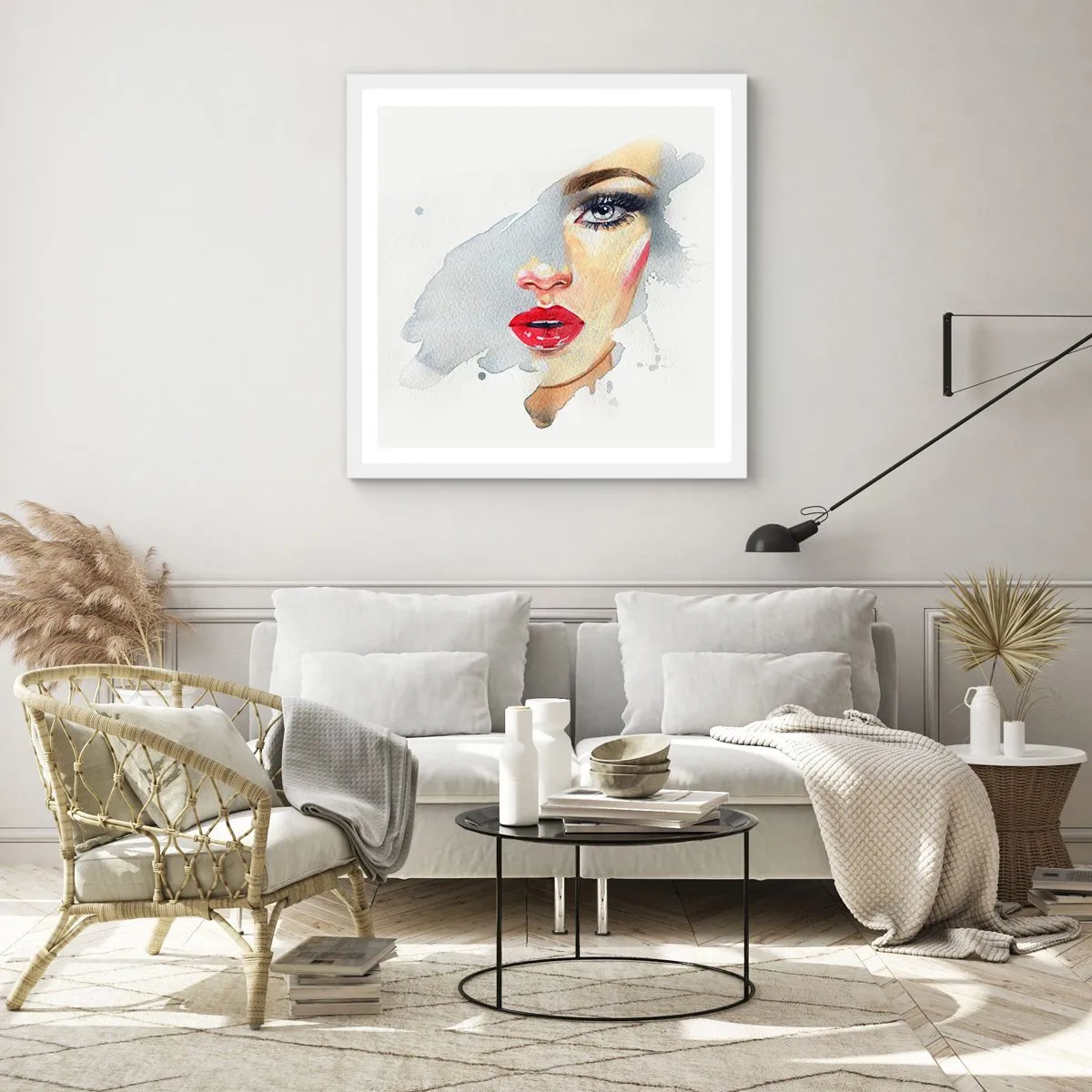 Poster in einem weißen Rahmen - Abspiegeln in einem Wassertropfen - 30x30 cm