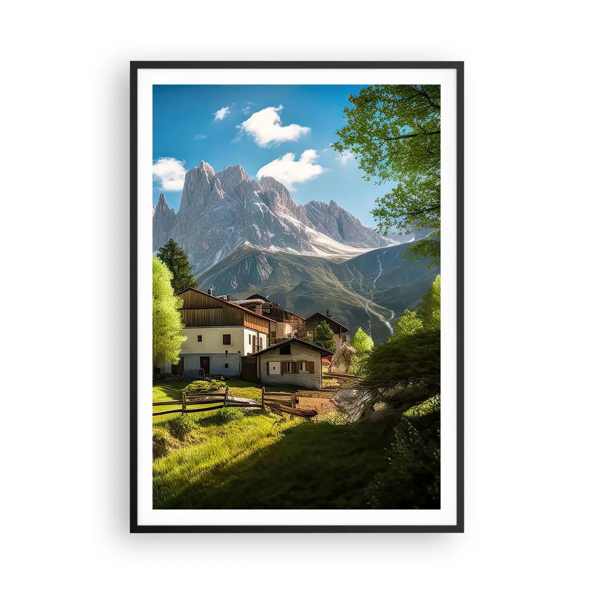 Poster in einem schwarzem Rahmen - Alpenidylle - 70x100 cm