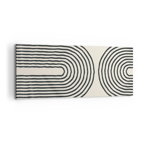 Bild auf Leinwand - Leinwandbild - Abstraktes geometrisches Muster mit symmetrischen Linien auf hellem Hintergrund - 120x50cm - In einem Moment ... - Moderne Wanddekoration für Wohnzimmer und Schlafzimmer ARTTOR