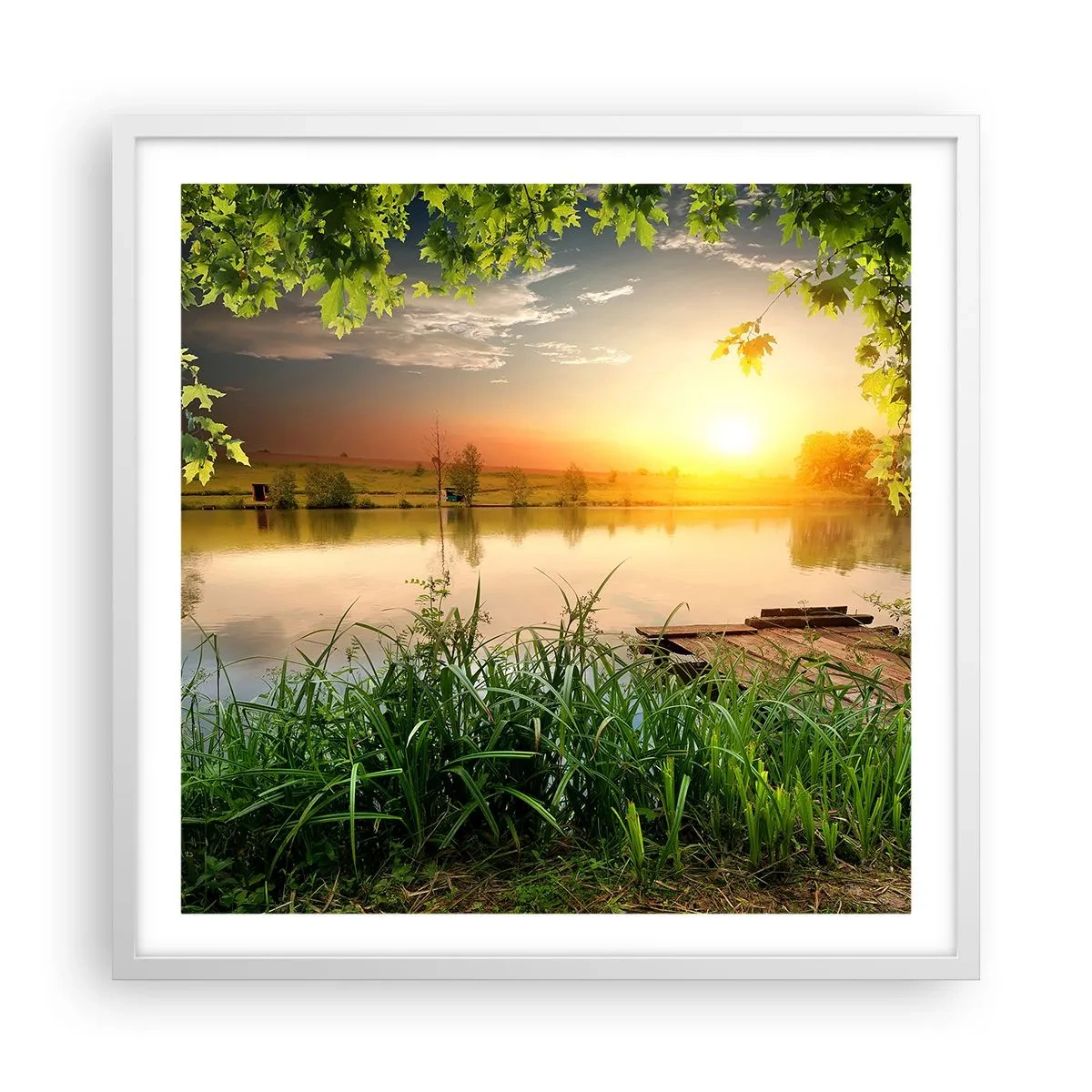 Poster in einem weißen Rahmen - Landschaft in einem grünen Rahmen - 60x60 cm