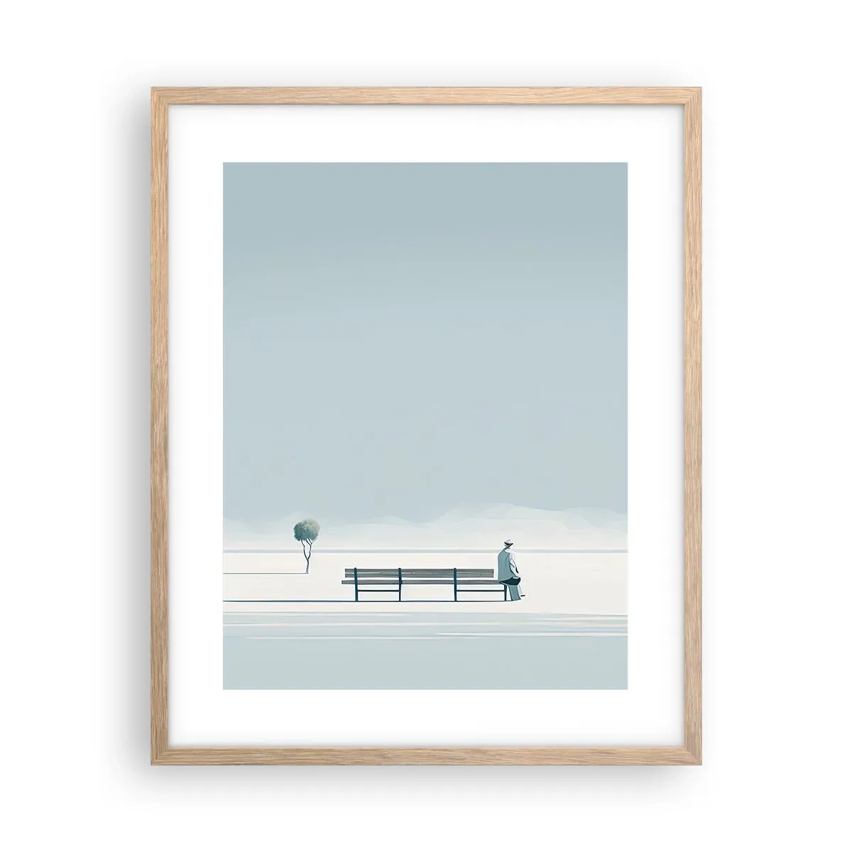 Poster in einem Rahmen aus heller Eiche - Ja, ich warte. - 40x50 cm