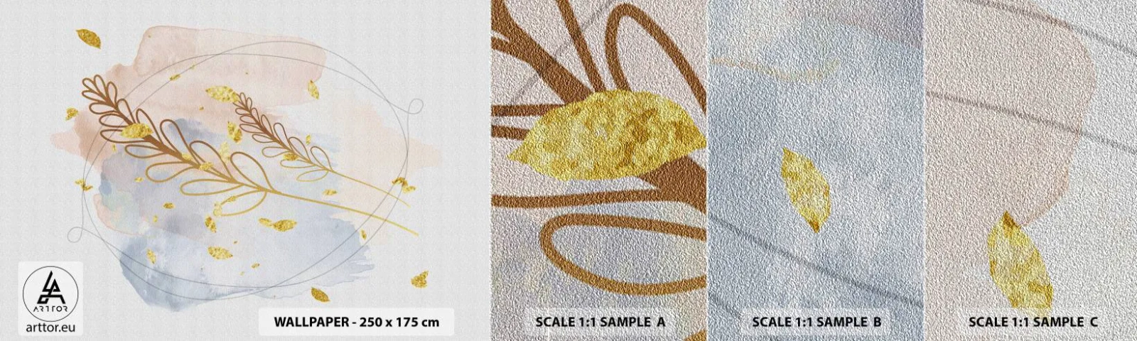 Fototapeten Muster Premium Sand - Goldenr Hauch - Hell, Minimalistisch, Modern - 100x30 cm