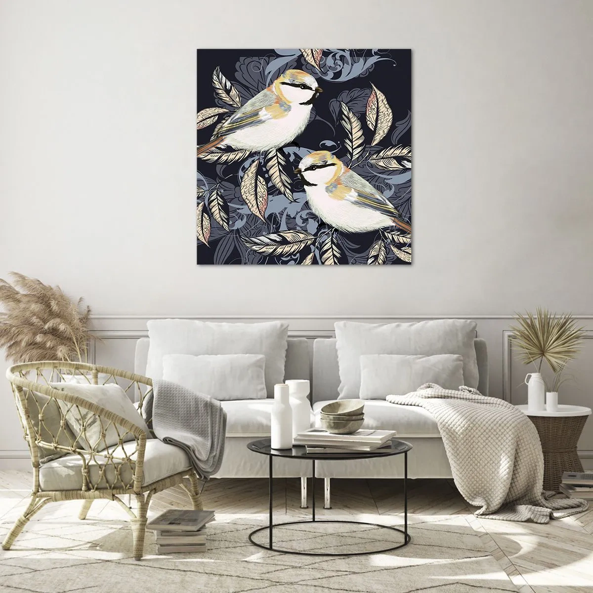 Glasbild - Bild auf glas - Gelb-blauer Triller - 60x60 cm