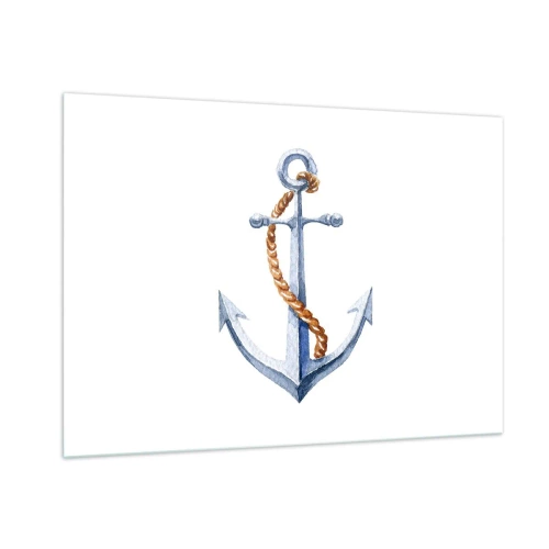 Glasbild - Bild auf glas - Anker mit Seil im nautischen Stil - 100x70cm - Ahoi Abenteuer! - Moderne Wanddekoration für Wohnzimmer und Schlafzimmer ARTTOR