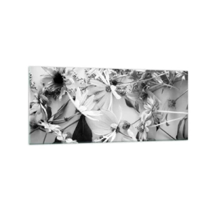 Glasbild - Bild auf glas - Schwarz-weiße Blumenarrangements in dezentem Kunststil - 120x50cm - Kein Blumenstrauß - Moderne Wanddekoration für Wohnzimmer und Schlafzimmer ARTTOR