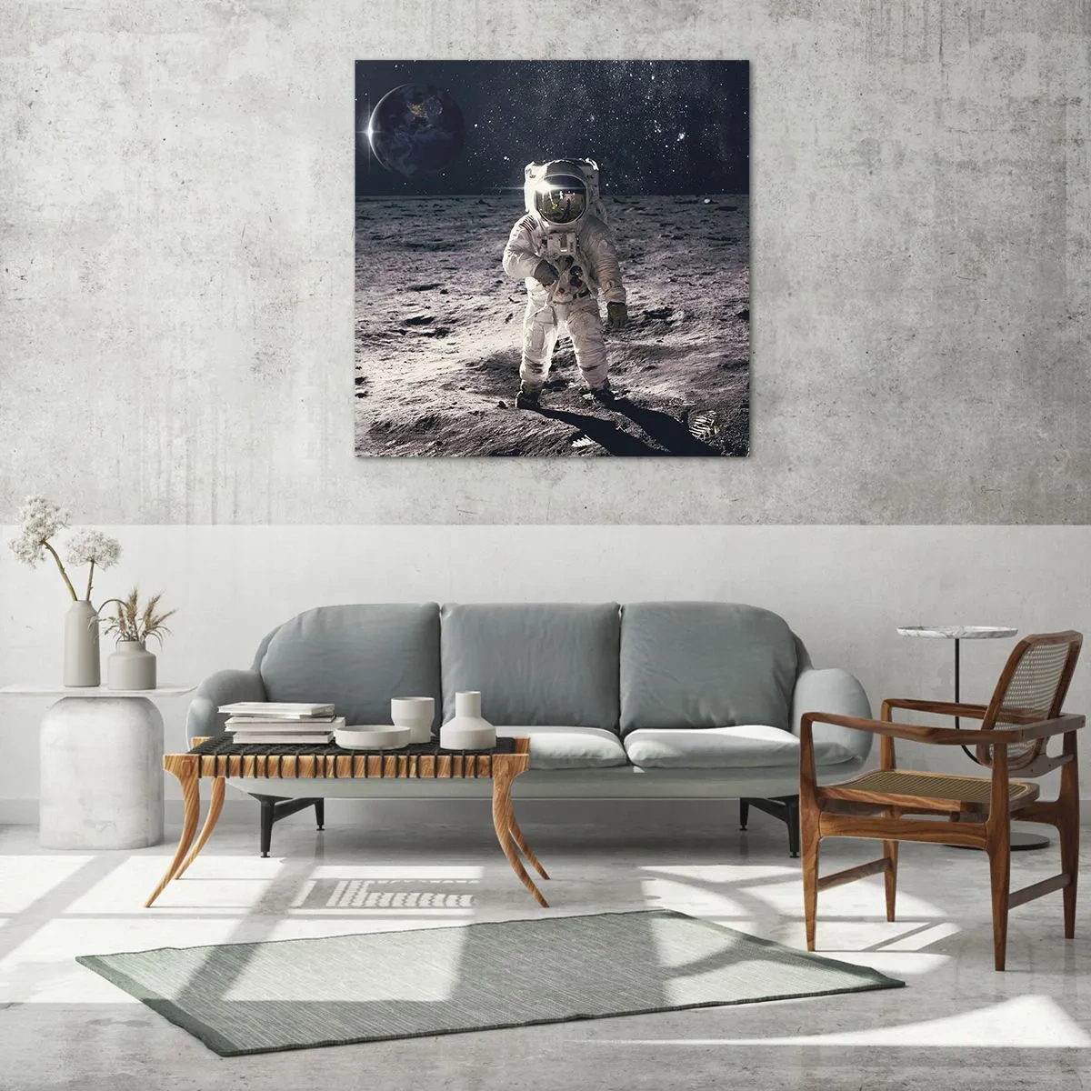 Glasbild - Bild auf glas - Grüße vom Mond - 70x70 cm