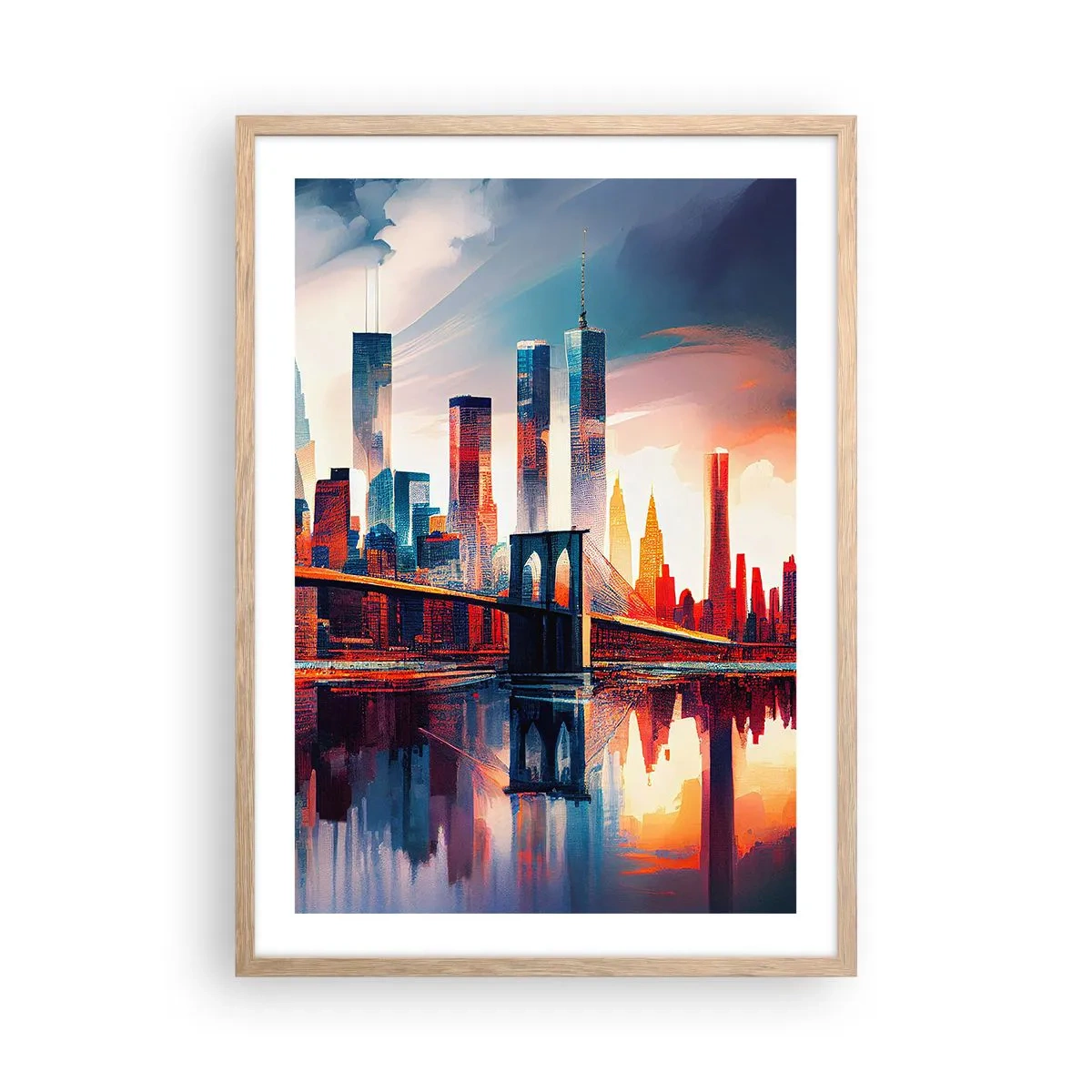 Poster in einem Rahmen aus heller Eiche - Traumhaftes New York - 50x70 cm