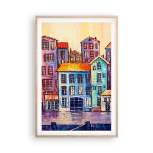 Poster in einem Rahmen aus heller Eiche - Stadt wie aus einem Märchen - 61x91 cm