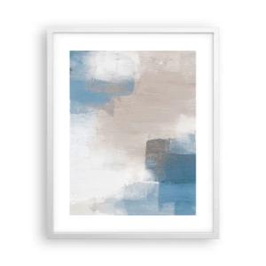 Poster in einem weißen Rahmen - Rosa Abstraktion hinter einem blauen Vorhang - 40x50 cm