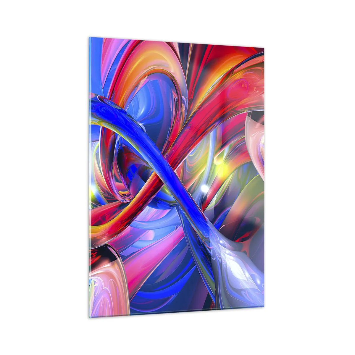 Glasbild - Bild auf glas - Abstrakte, farbenfrohe Linien und energetische Dynamik - 50x70cm - Ein Tanz der Farben - Moderne Wanddekoration für Wohnzimmer und Schlafzimmer ARTTOR