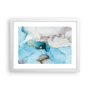 Poster in einem weißen Rahmen - Eine Studie über das Zusammentreffen von Grau und Türkis - 40x30 cm