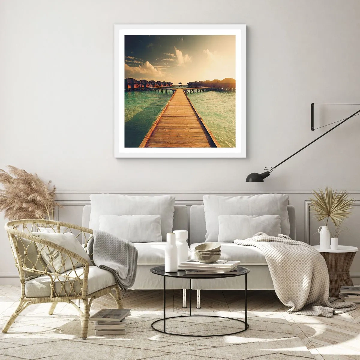 Poster in einem weißen Rahmen - Eine herzliche Einladung - 60x60 cm