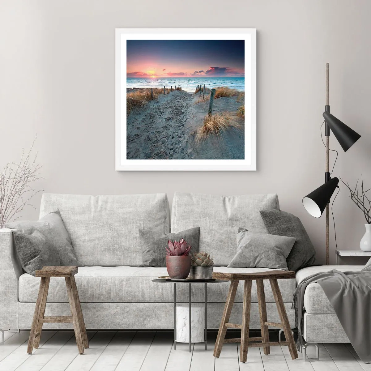 Poster in einem weißen Rahmen - Du hast einen Regenbogen aus strahlendem Licht verschüttet ... - 30x30 cm