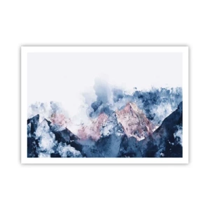 Poster - Aquarell Berge in Pastelltönen auf weißem Hintergrund - 100x70cm - Das sind die Spitzen! - Moderne Wanddekoration für Wohnzimmer und Schlafzimmer ARTTOR