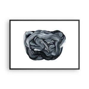 Poster in einem schwarzem Rahmen - Abstrakte Komposition in Grautönen - 100x70cm - Es ist nicht so einfach - Moderne Wanddekoration für Wohnzimmer und Schlafzimmer ARTTOR