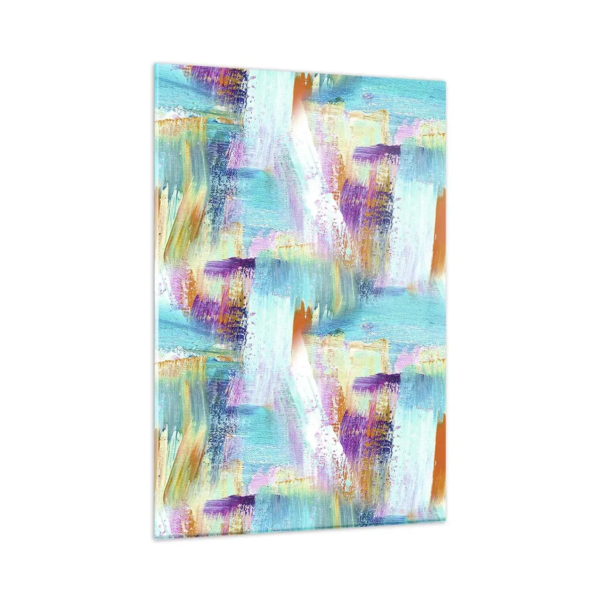 Glasbild - Bild auf glas - Farbenfrohe Abstraktion mit dynamischen Pinselstrichen - 80x120cm - Fröhlicher Labyrinth-Liner - Moderne Wanddekoration für Wohnzimmer und Schlafzimmer ARTTOR