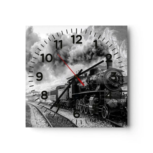 Wanduhr - Glasuhr - Steht am Bahnhof ... - 30x30 cm