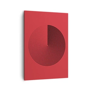 Bild auf Leinwand - Leinwandbild - Konzentrische Kreise auf rotem Hintergrund - 50x70cm - Kreisbewegung - Moderne Wanddekoration für Wohnzimmer und Schlafzimmer ARTTOR