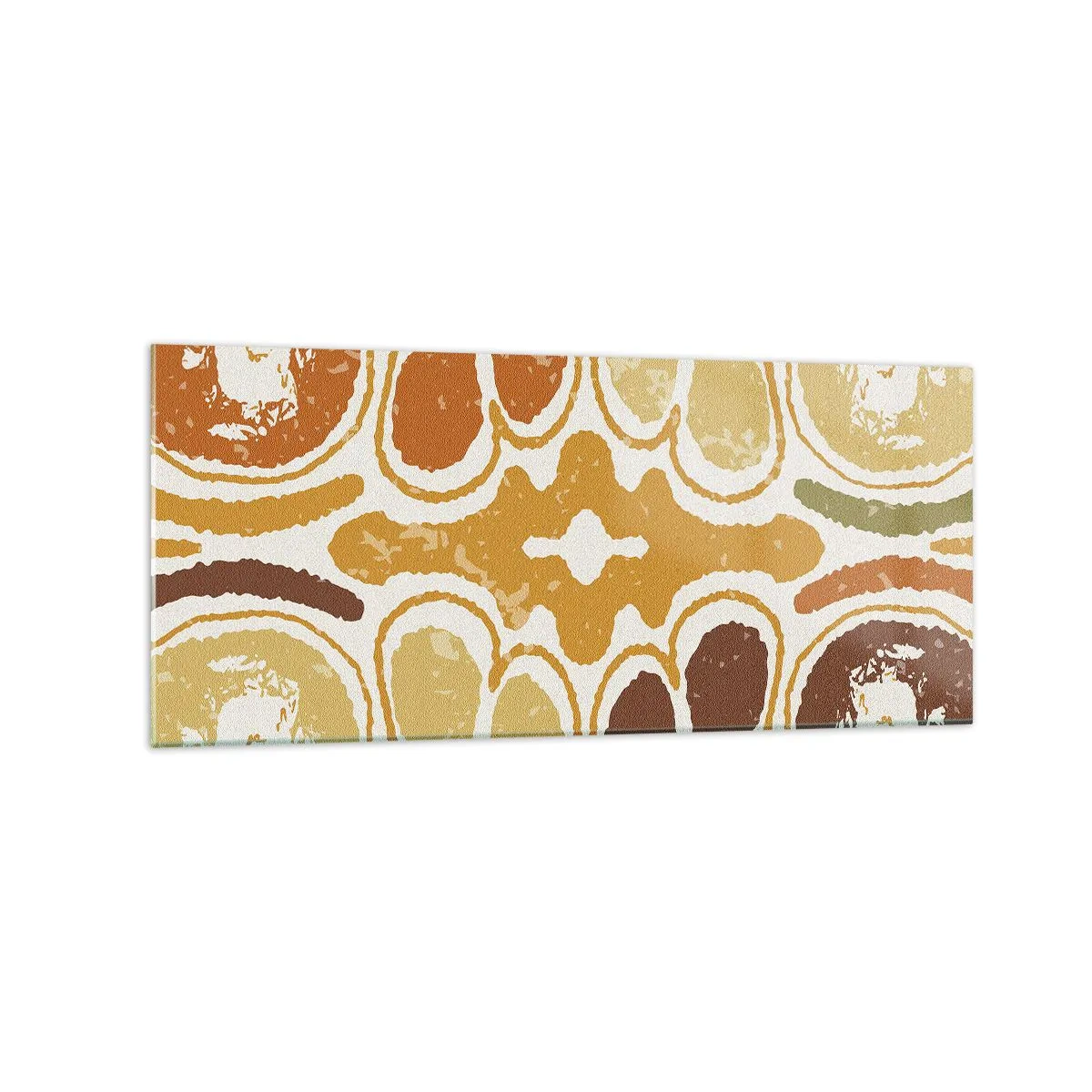 Glasbild - Bild auf glas - Warme abstrakte Muster in Gelb- und Brauntönen - 120x50cm - Sentimentale Abstraktion - Moderne Wanddekoration für Wohnzimmer und Schlafzimmer ARTTOR