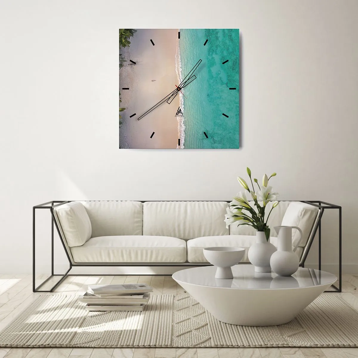Wanduhr - Glasuhr - Paradiesstrand - 30x30 cm