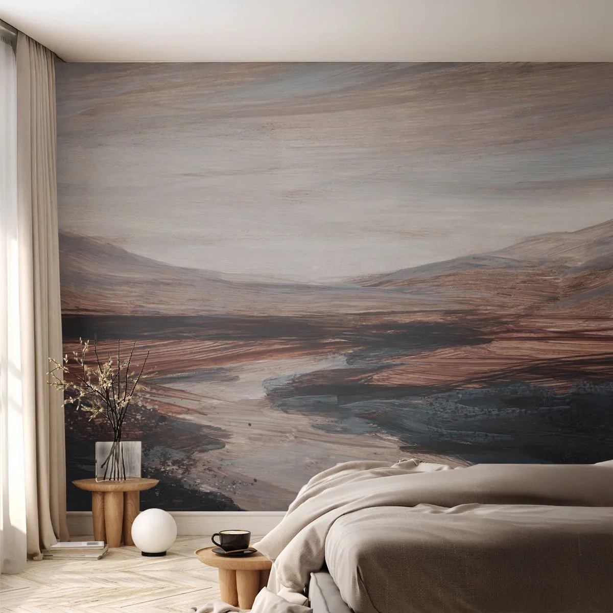 Fototapete Premium Sand - Ruhiges Tal - Landschaft, Landschaft, Stück - 500x350 cm