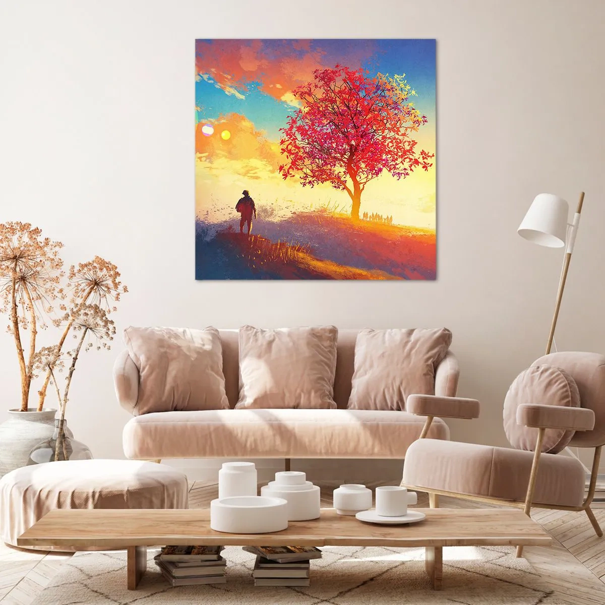 Bild auf Leinwand - Leinwandbild - Pilger am Ziel - 70x70 cm