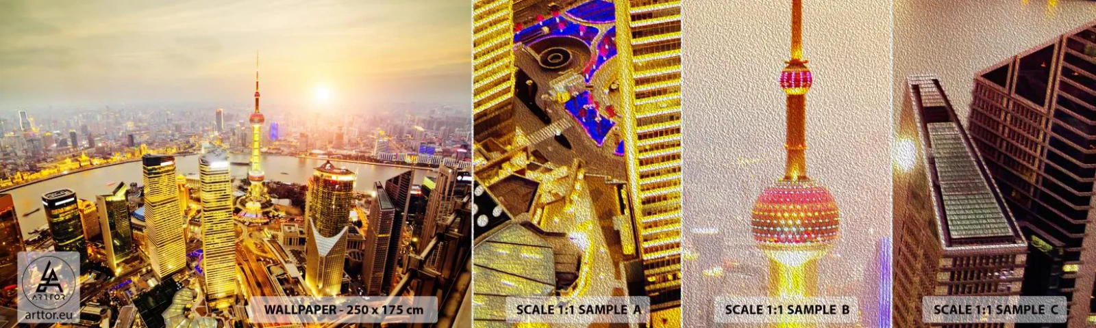 Fototapeten Muster Premium Sand - Asiatischer Traum - Stadt, Landschaft, Die Architektur - 100x30 cm