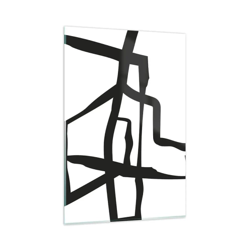 Glasbild - Bild auf glas - Minimalistisches Schwarz-Weiß-Muster mit geometrischen Linien - 80x120cm - Schwarz-Weiß-Design - Moderne Wanddekoration für Wohnzimmer und Schlafzimmer ARTTOR