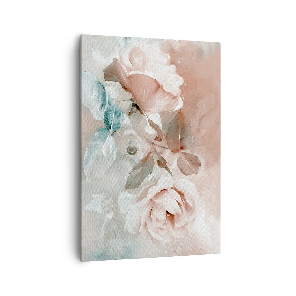 Bild auf Leinwand - Leinwandbild - Zarte Rosen in Pastelltönen auf hellem Untergrund - 70x100cm - Geist der Romantik - Moderne Wanddekoration für Wohnzimmer und Schlafzimmer ARTTOR