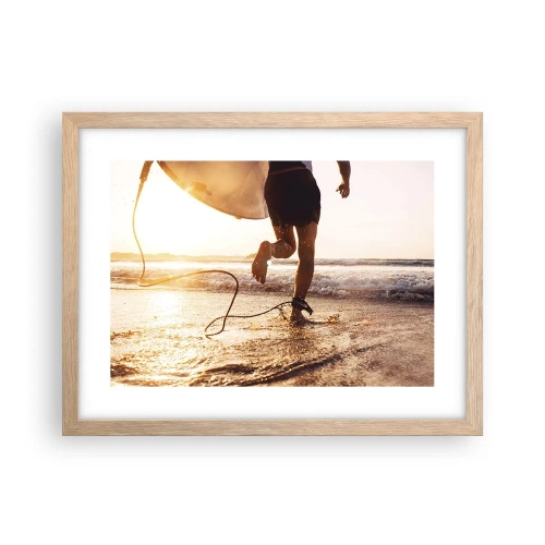 Poster in einem Rahmen aus heller Eiche - Um die Welle zu treffen - 40x30 cm