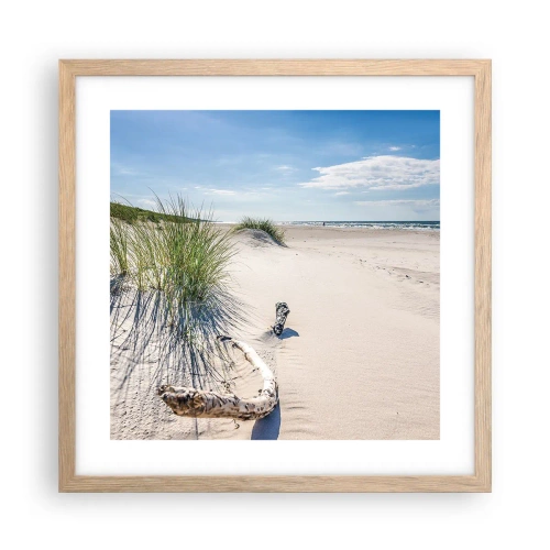 Poster in einem Rahmen aus heller Eiche - Der schönste Strand? Ostsee-Strand - 40x40 cm