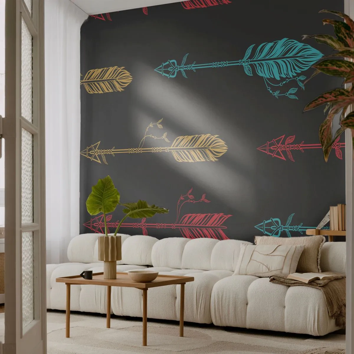 Fototapete Premium Canvas - In der Verordnung - Abstraktion, Boho, Pfeil - 450x315 cm