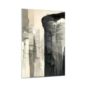 Glasbild - Bild auf glas - Steinsäulen im antiken Stil in einer neutralen Farbpalette - 50x70cm - Majestät der Antike - Moderne Wanddekoration für Wohnzimmer und Schlafzimmer ARTTOR