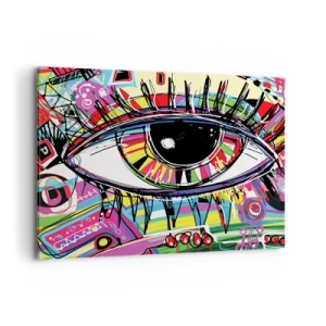 Bild auf Leinwand - Leinwandbild - Buntes abstraktes Graffiti-Auge - 100x70cm - Buntes Auge - bunte Seele - Moderne Wanddekoration für Wohnzimmer und Schlafzimmer ARTTOR