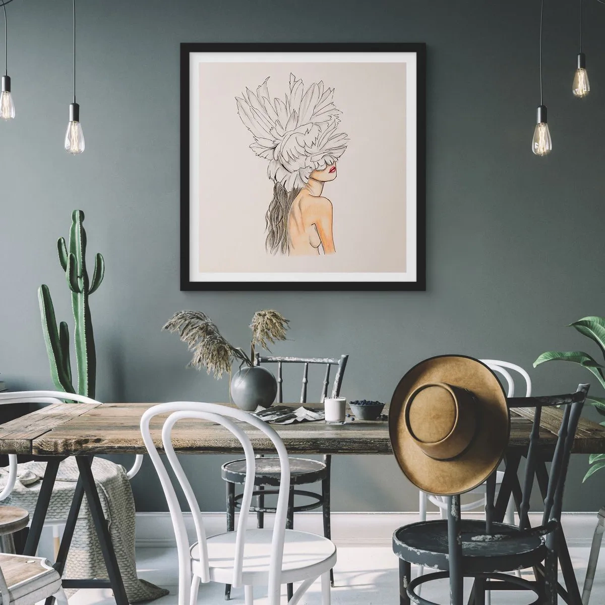 Poster in einem schwarzem Rahmen - Gekrönte Schönheit - 50x50 cm