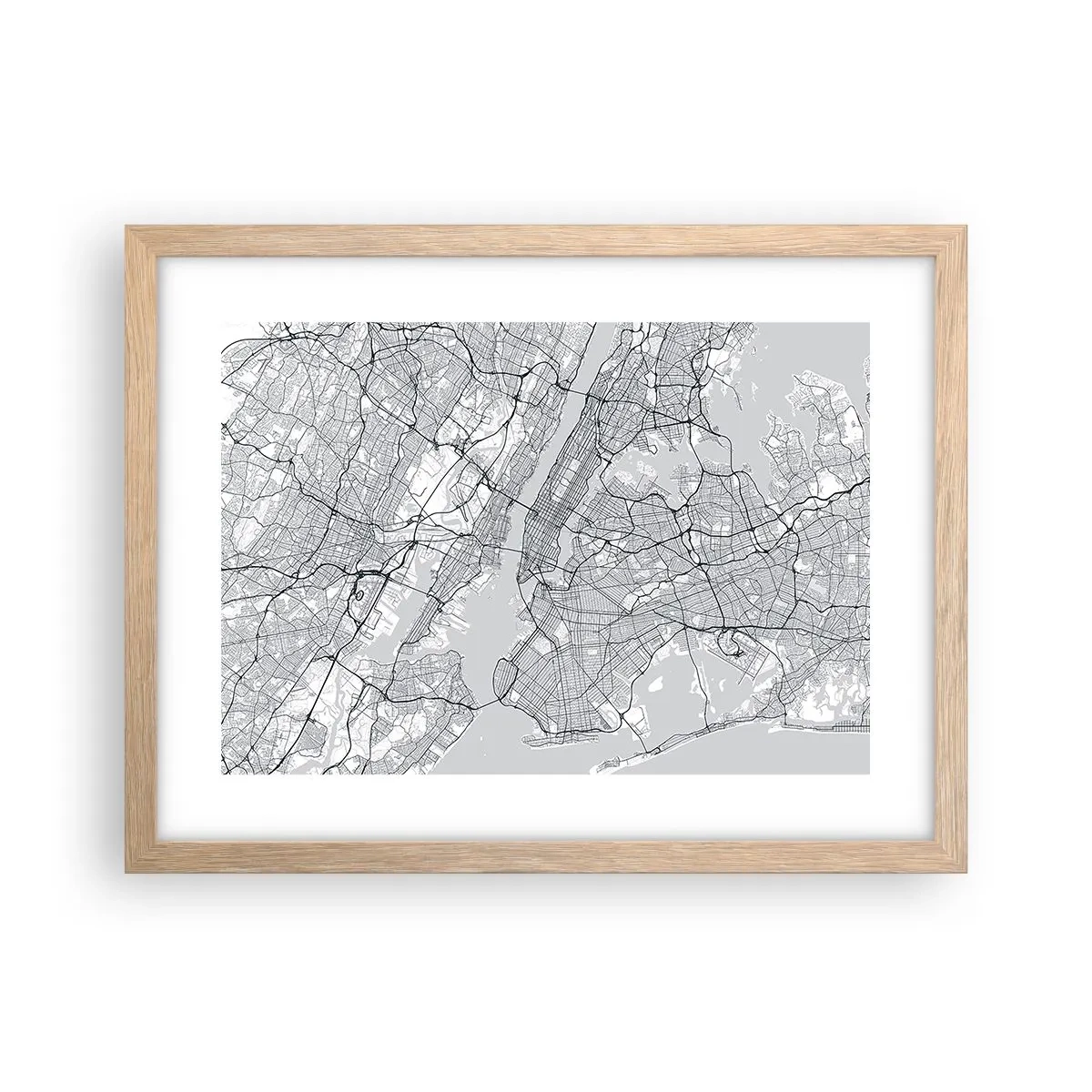 Poster in einem Rahmen aus heller Eiche - Die Anatomie einer Metropole - 40x30 cm
