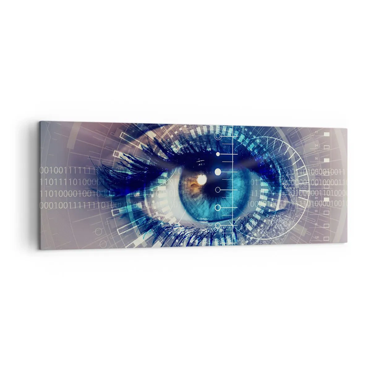 Bild auf Leinwand - Leinwandbild - Ein technologisches Auge mit einer futuristischen Schnittstelle - 140x50cm - Du denkst du kennst mich - Moderne Wanddekoration für Wohnzimmer und Schlafzimmer ARTTOR