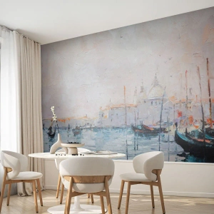 Fototapete Premium Canvas - Hinter dem Wasser, hinter dem Nebel - Stück, Stadt, Venedig - 150x105 cm