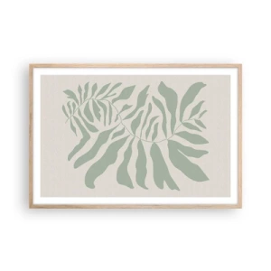 Poster in einem Rahmen aus heller Eiche - Smaragdzweig - 91x61 cm