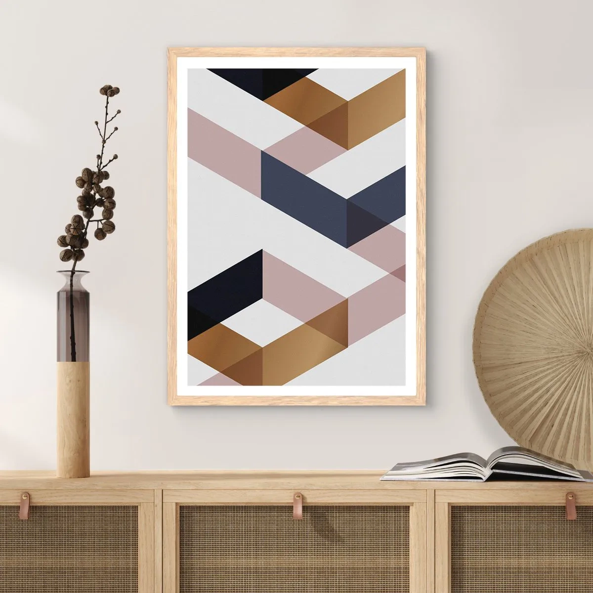 Poster in einem Rahmen aus heller Eiche - Ebenen und Winkel - 30x40 cm